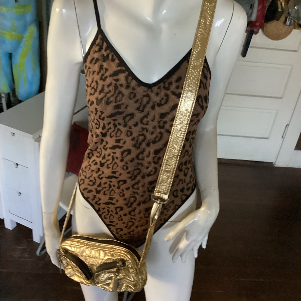 MIKA gold leather crossbody